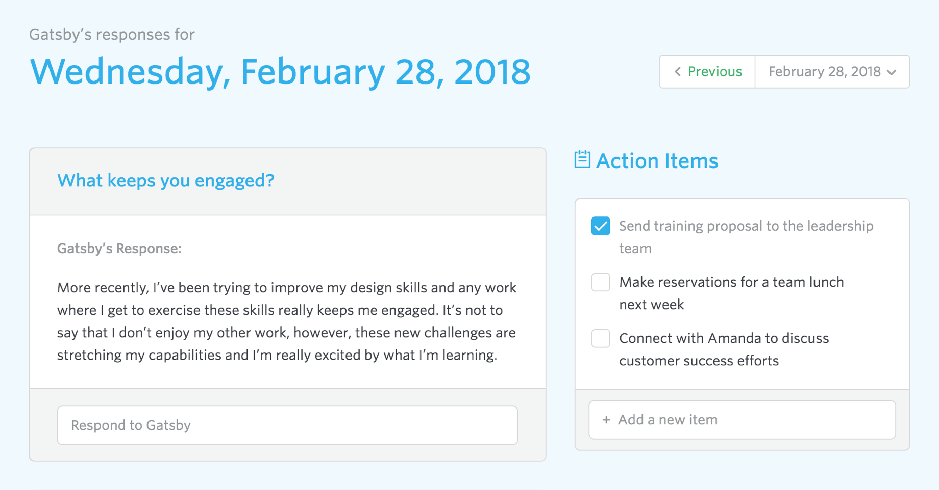 Lead Honestly Action Items for an employee 1-on-1