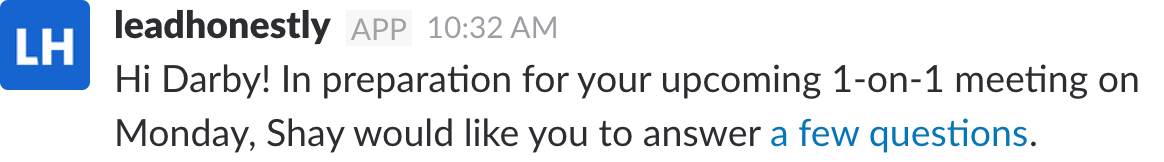 Lead Honestly for Slack employee prepare message